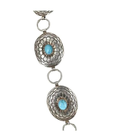 Belt Necklace Vintage Navajo Native Indian Oval Blue Turquoise Sterling Silver main image 9